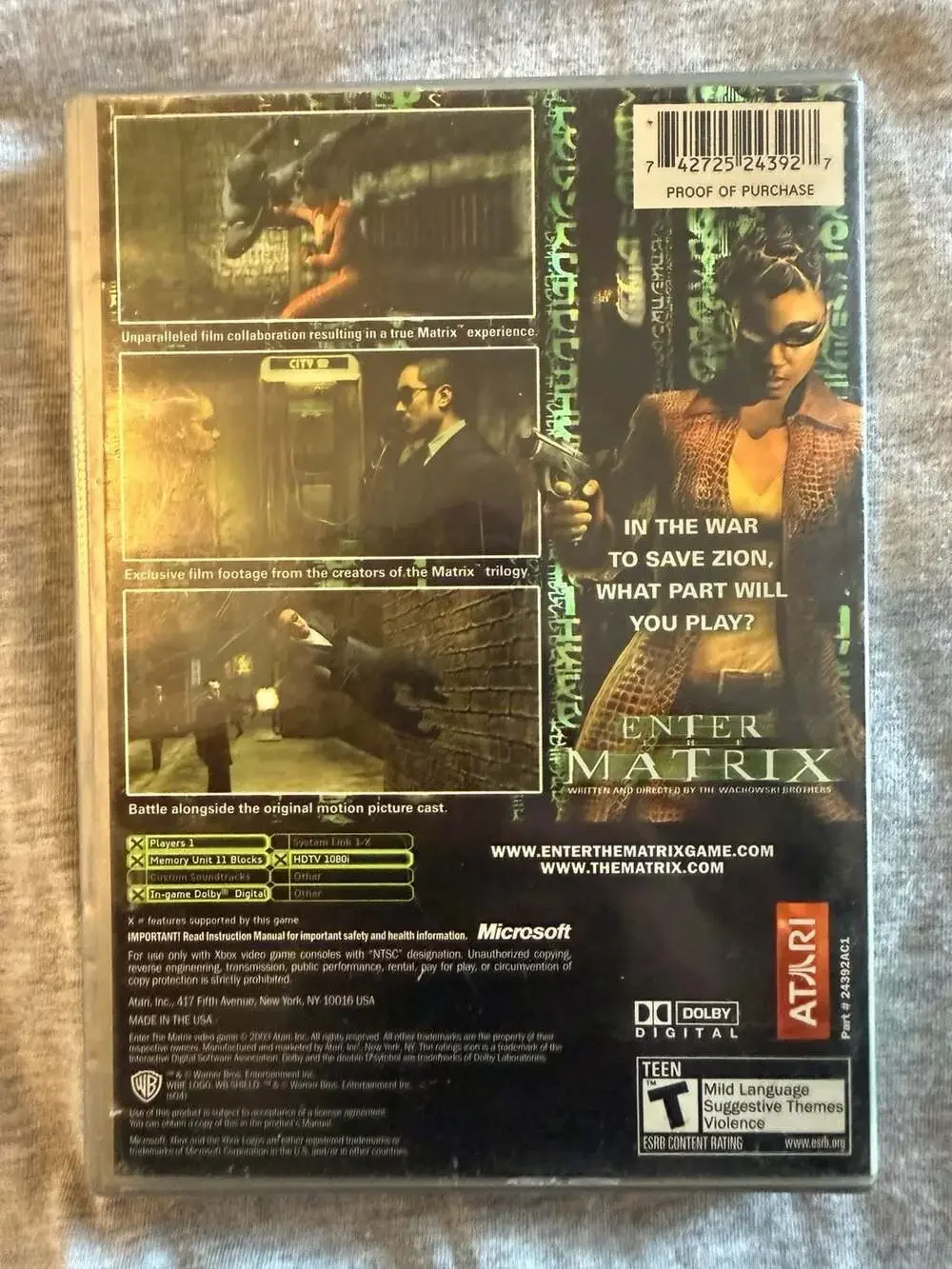 Enter the Matrix Platinum Hits Xbox Game